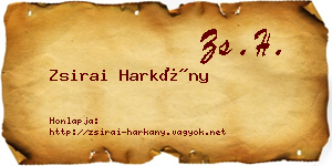 Zsirai Harkány névjegykártya